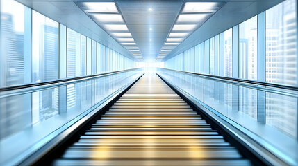Obraz premium Modern Escalator in Glass Corridor Illustration