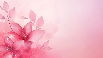 Delicate Pink Flowers and Leaves on a Soft Background