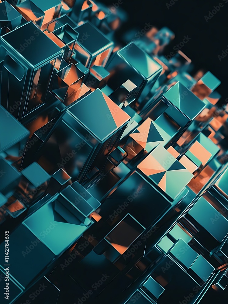 Poster abstract background 3d cubes cubic elements and blocks techno or business concept for wallpaper bann