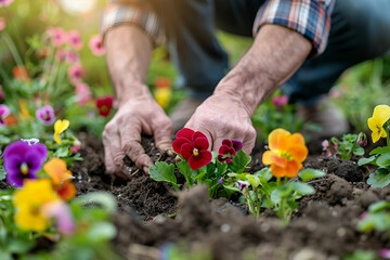 Fototapeta premium Generative AI Image of Gardener Caring for Flowers and Plants in a Vibrant Greenhouse Garden