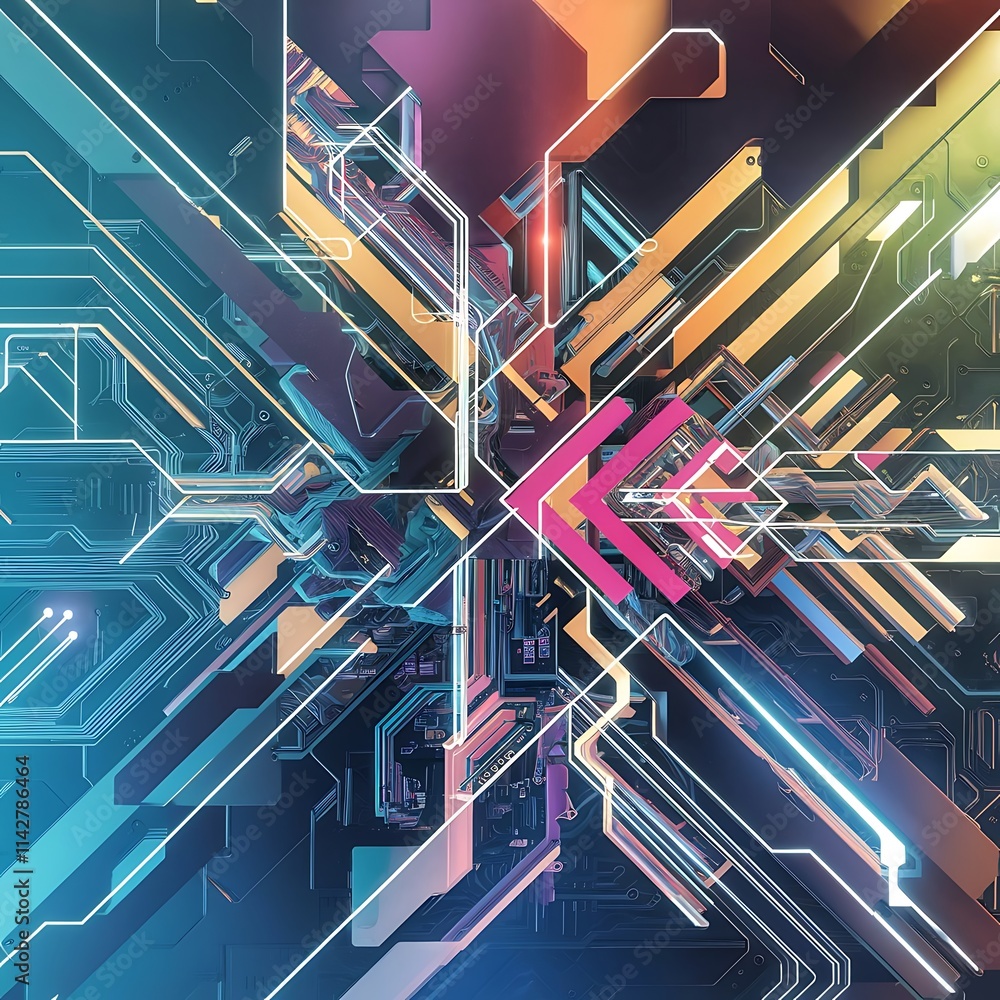 Poster abstract background with colorful geometric elements technology design