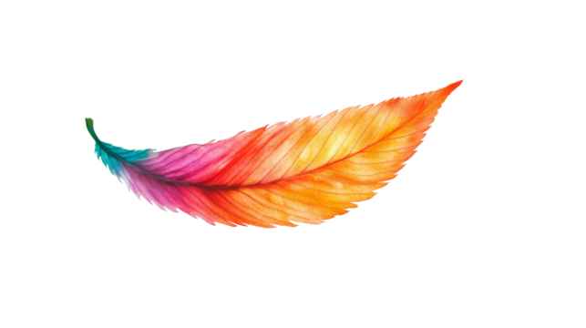 Leaf with vibrant colors, transparent background