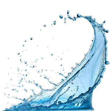 Blue water splash on transparent background	