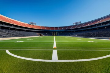 Empty American football stadium on a sunny day.