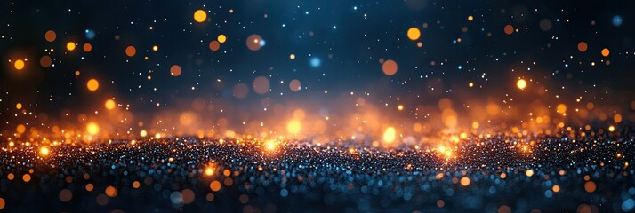 Fototapeta premium A mesmerizing blend of blue and orange bokeh lights creating a dreamy, abstract background.