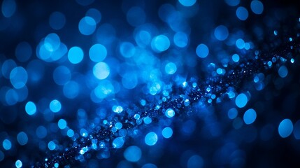 Blue Bokeh Effect Background with Gradient of Light and Sparkle.