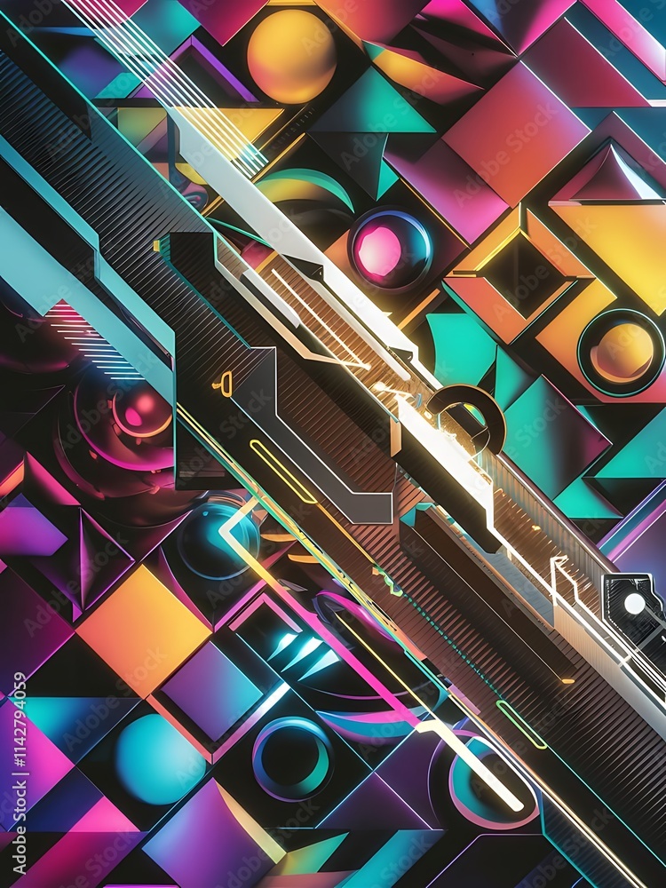 Poster abstract background with colorful geometric elements technology design