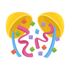 Confetti Ball Emoji Icon Illustration. Party Vector Symbol Emoticon Design Doodle Vector.