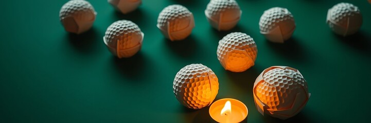 golf ball on green, banner
