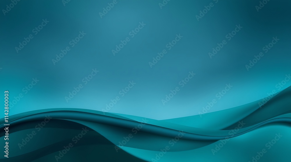 Poster abstract teal waves: a serene and calming abstract background image with soft, flowing teal waves, p