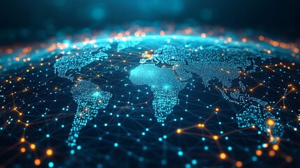 Global Connectivity and Data Exchange: A Visual Representation of Worldwide Communication Networks.