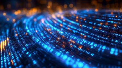 Fototapeta premium Abstract digital representation of data transfer and communication through fiber optic cables.