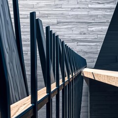 Metal fence with longitudinal lines wood concrete design wood design concrete architecture wall floor modern