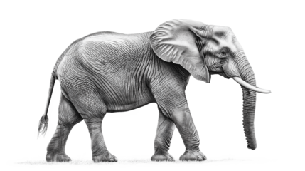 Elephant wildlife drawing animal isolated on a white background