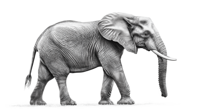 Elephant wildlife drawing animal isolated on a white background