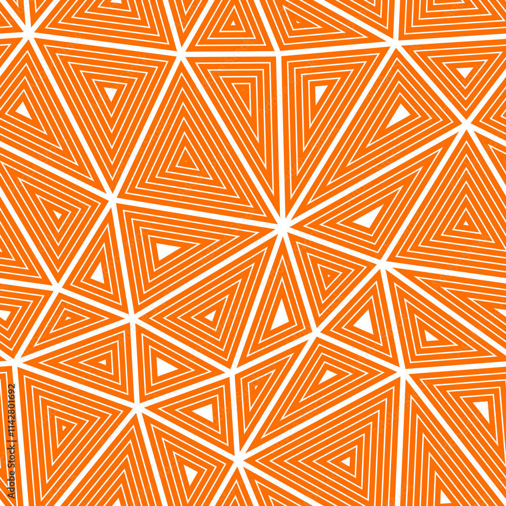 Poster abstract pattern of triangles. multiple repeated inner triangles. big shape size. solid color style.
