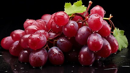 Fresh Red Grapes with Water Droplets