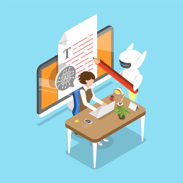 3D Isometric Flat Vector Illustration of Prompt Engineering, AI-based Software
