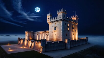 Obraz premium A Majestic Aragonese Castle Stands Proudly on a Rocky Cliff, Its Ancient Stone Walls and Towers Evoking History, Strength, and the Timeless Grandeur of Medieval Architecture