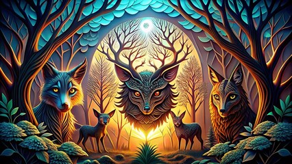 Night Photography: Surreal Cut Animals, Dark Fantasy Art, Magical Creatures, Shadowy Beasts