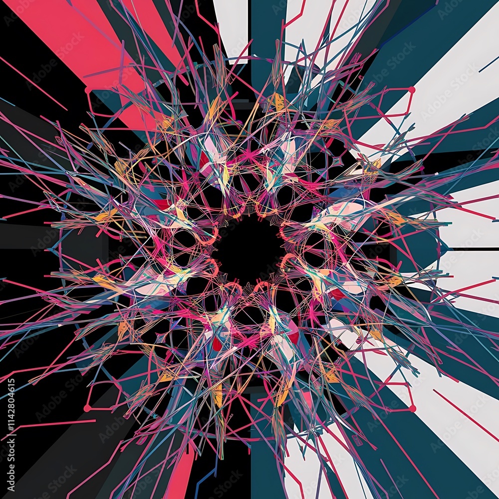 Poster abstract colorful lines vector background internet big data and technology connections concept abstr