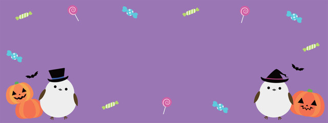 かわいいシマエナガとハロウィンのバナー