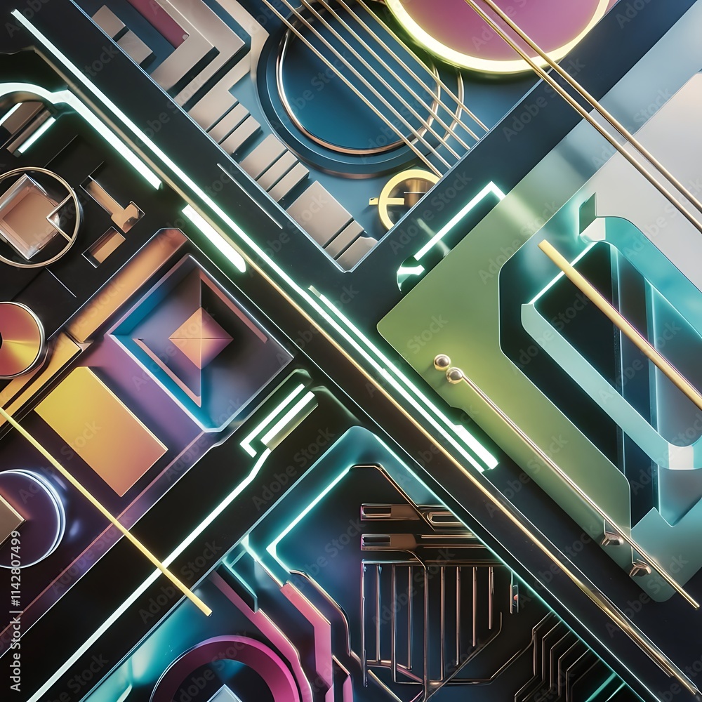Poster abstract background with colorful geometric elements technology design