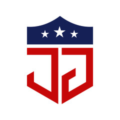 Patriotic JJ Logo Design. Letter JJ Patriotic American Logo Design for Political Campaign and any USA Event.