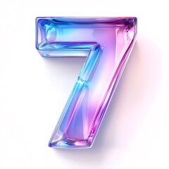 Iridescent glass number seven, 3D render.