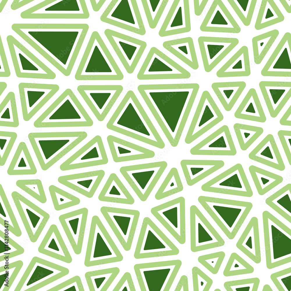 Poster pattern of triangle shapes. rounded solid shapes in frames. large triangles size. single color tone 