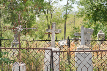 Abandoned graves in a cemetery