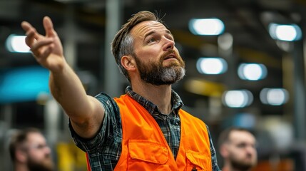 Work safety training demonstration industrial warehouse instructional content professional environment eye-level view lifting techniques