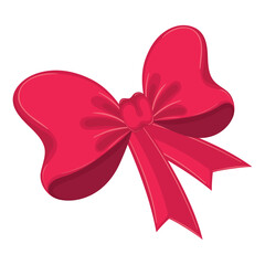 Large red decorative bow with short tied ribbons Vector