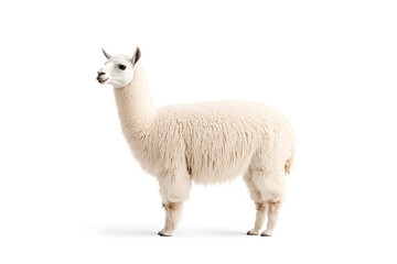 Obraz premium Lama alpaca animal isolated on white background