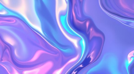 Naklejka premium Abstract Liquid Iridescent Background: An abstract background with flowing iridescent liquid in shades of purple, blue, and pink. The design creates a mesmerizing and ethereal effect.