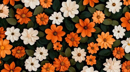 Autumnal Floral Arrangement Orange and White Flowers