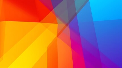 Obraz premium Abstract Vibrant Colors: Geometric shapes of vivid hues create an abstract artwork full of energy and movement. The overlapping layers of red, orange, yellow, green, blue.