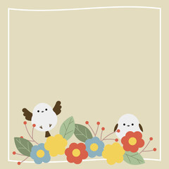 Obraz premium かわいいシマエナガと北欧風の背景