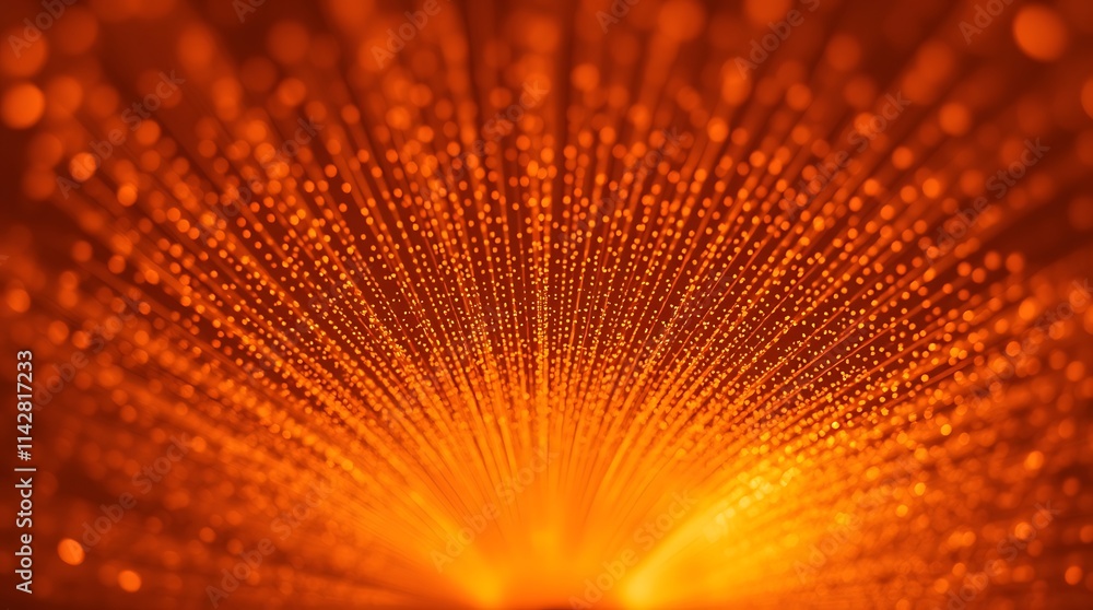 Poster Abstract Orange Light Burst: A mesmerizing burst of orange light explodes outward in a mesmerizing abstract pattern, creating a dynamic and energetic visual. The swirling.