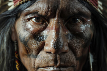 Generative AI image of a Native American person in traditional attire, highlighting the rich cultural heritage and spiritual connection to nature