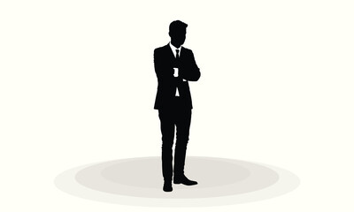 Businessman Character Model Vector of men and a woman, standing business people, Office man and woman, black and white background, logo, icon. businessmen Front side, back view animated character.