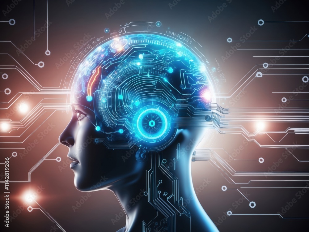 Poster exploration of artificial intelligence and neural connectivity depicted through a futuristic represe