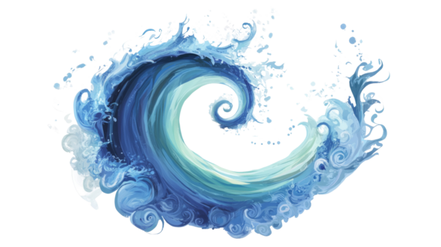 Spiral water splash, transparent background