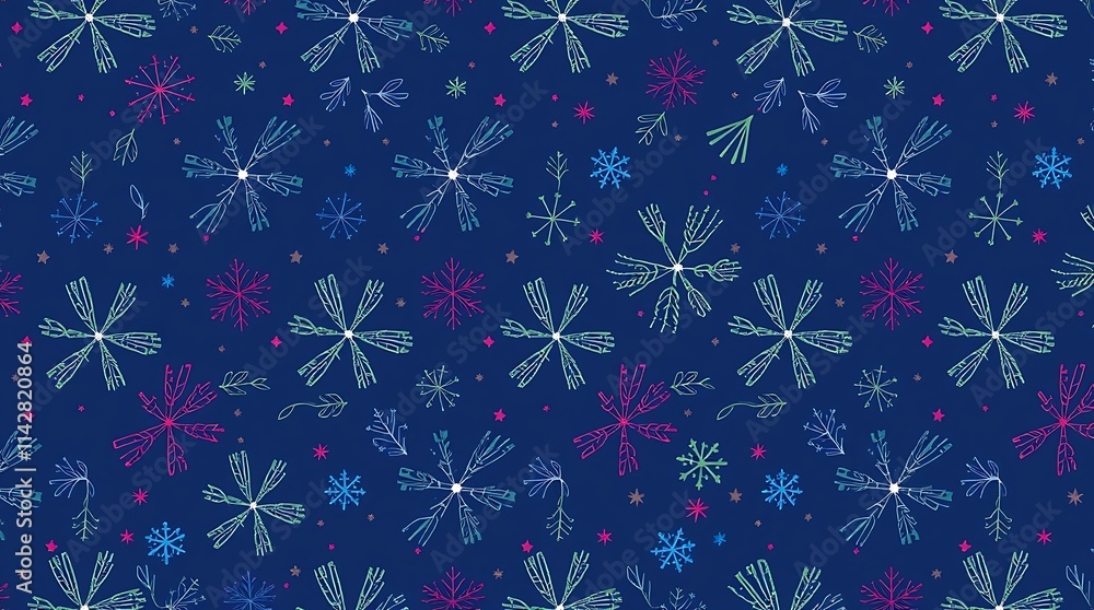 Aufkleber winter wonderland seamless pattern: this delightful repeating pattern features intricate snowflakes 