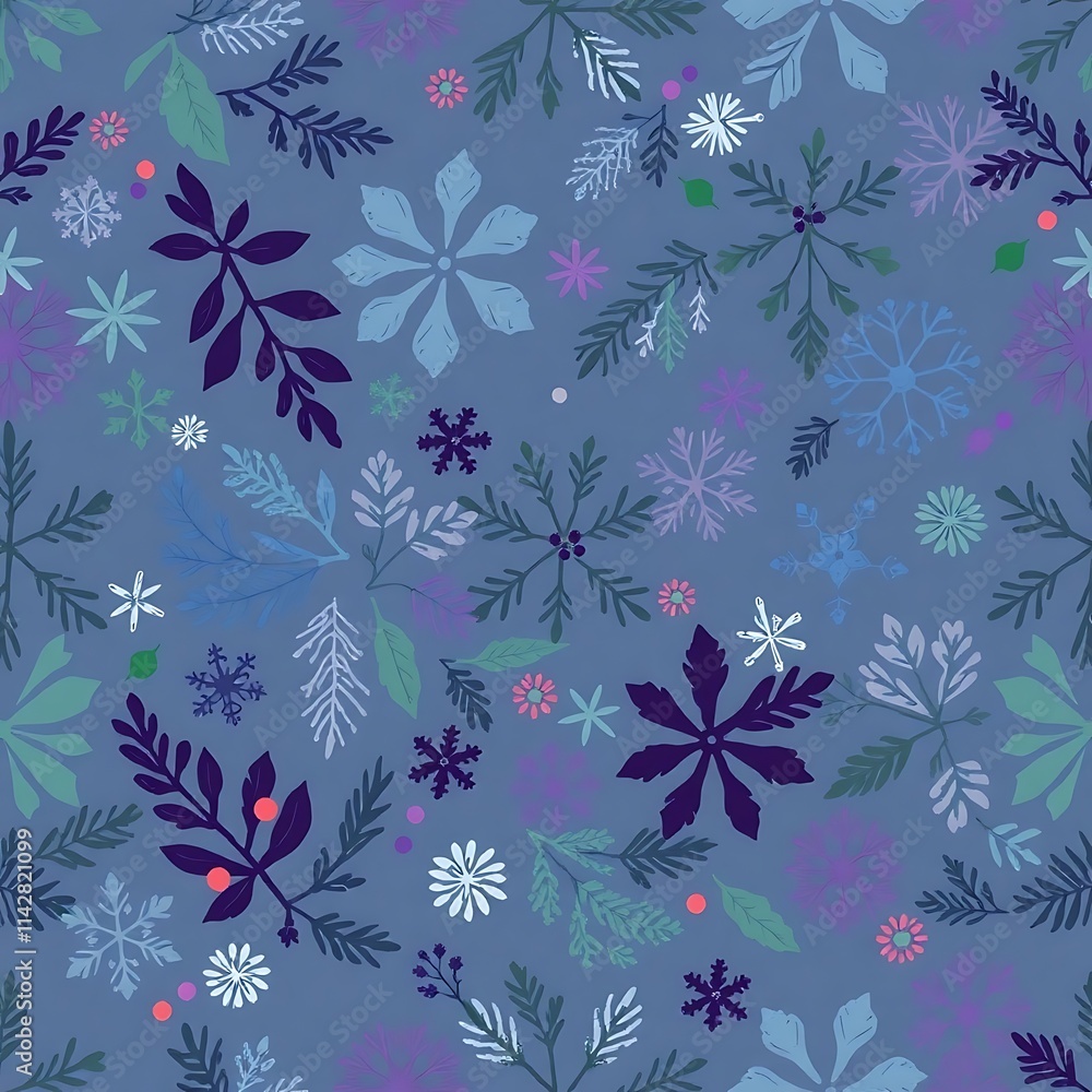 Poster winter wonderland seamless pattern: a whimsical and enchanting seamless pattern featuring a delicate