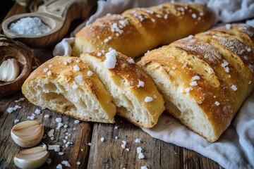 A close-up view of a loaf of bread sitting on a table