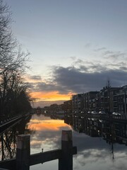 Fototapeta premium sunset in gouda, netherlands