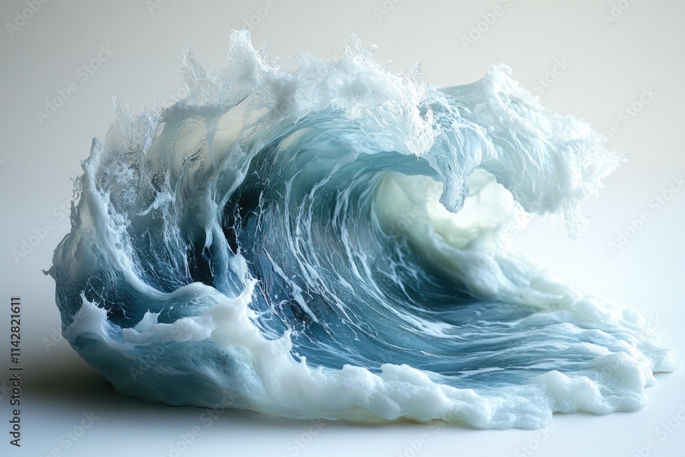 Poster a sculpture of a wave with foam captures the dynamic movement of ocean waves, perfect for use in ill