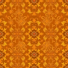 Fototapeta premium Golden Autumn Floral Pattern 