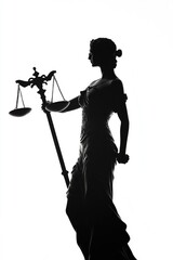 Statue of Lady Justice holding a sword and scales, ideal for law, government, or justice-themed projects